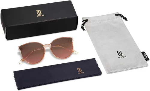 Vista 6 de SOJOS Gafas de sol redondas de moda para mujeres y hombres sombras vintage de gran tamaño SJ2057
