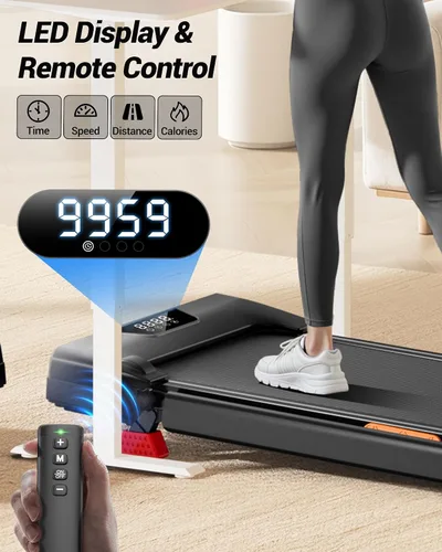 Vista 6 de CURSOR FITNESS Caminadora 3 en 1 con inclinación del 15%, 0.6-6.2MPH, plegable, silenciosa, para oficina en casa, 2.5 HP debajo del escritorio