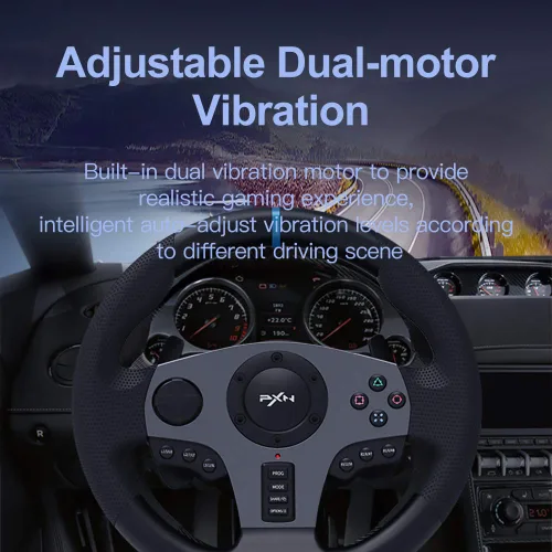 Vista 4 de PC Steering Wheel, PXN V9 Universal Usb Car Sim 270900 Degree Race Steering Wheel with 3-Pedals and Shifter Bundle for Xbox One,Xbox Series