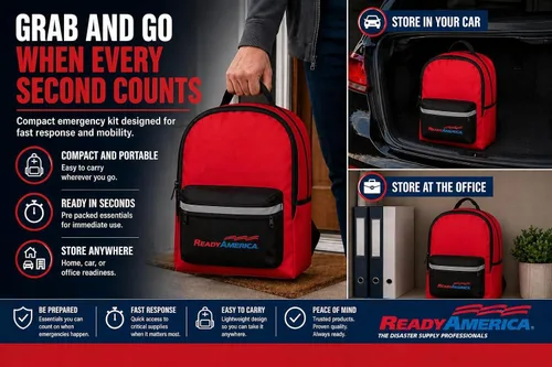Vista 2 de Ready America 70185 kit de emergencia de gran calidad para 1 persona, mochila para 3 días