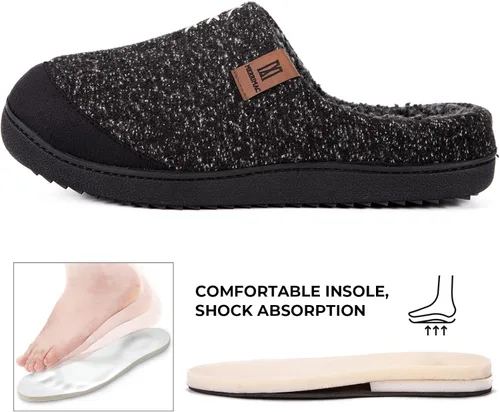 Vista 3 de MERRIMAC Pantuflas cómodas de espuma viscoelástica para hombre para interiores y exteriores, antideslizantes, con espalda abierta