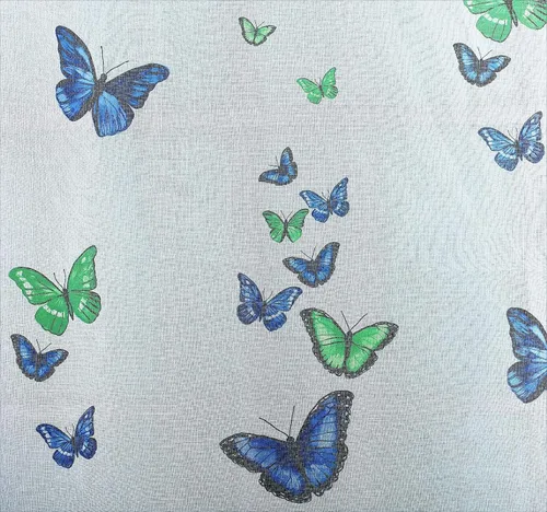 Vista 5 de Today's Curtain Panel semitransparente con estampado de mariposas, 63", azul, 54W x 63L