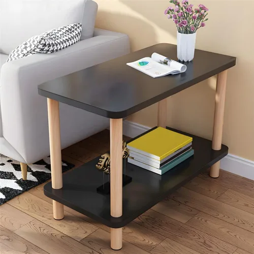 Vista 19 de Mesa auxiliar contemporánea de estilo redondo simple, mesa auxiliar de madera maciza, mesa auxiliar para espacios pequeños, mesitas de noche