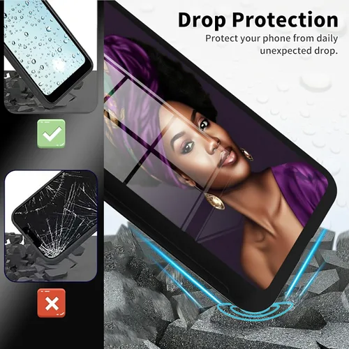 Vista 5 de Funda para Motorola Moto G Stylus 5G 2021 de vidrio templado, funda negra con diseño de mujer negra africana para mujeres y hombres, antiarañazos, a