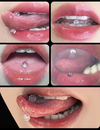 Vista 2 de Anillos de lengua de plástico de 14 G para cirugía deportiva, joyería de piercing de lengua transparente, acrílico flexible, recto, puente de barra
