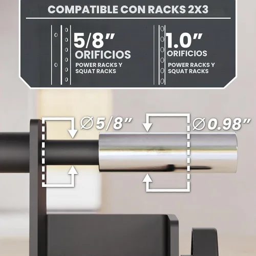 Vista 4 de Synergee Asas de inmersión para bastidores de potencia y sentadillas. Compatible con estantes de 2 x 2, 2 x 3 y 3 x 3. Barras de inmersión