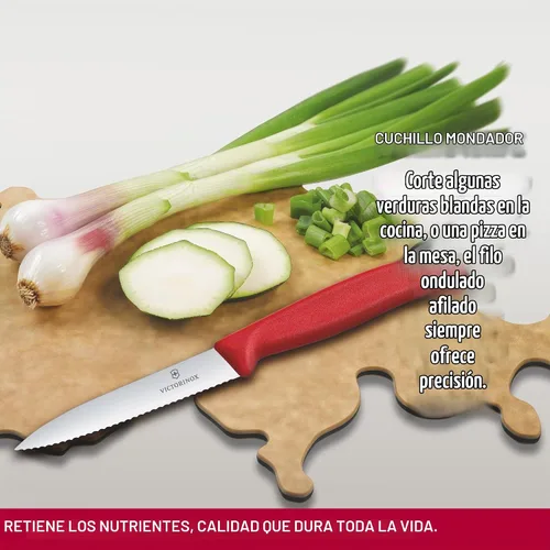 Vista 4 de Victorinox VIC-6.7731 Swiss Classic Paring Hoja de punta de lanza dentada de 4 pulgadas de ancho en el mango rojo
