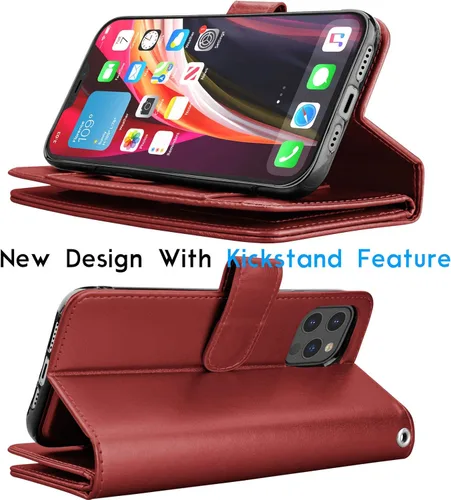 Vista 4 de Tekcoo Funda tipo cartera para iPhone 12 Pro Max (6.7 pulgadas) 2020 Funda de lujo para tarjetas de crédito para tarjetas de crédito, bolsa