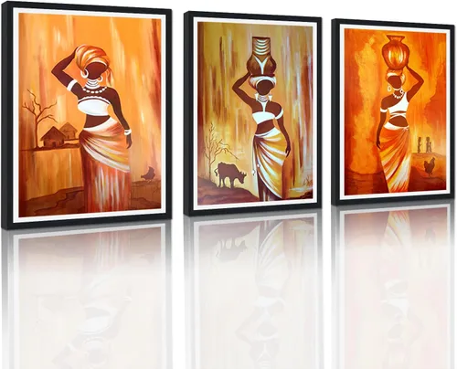 Vista 13 de MAMAGO Lienzo decorativo para pared, pintura de belleza dorada y negra, fotos de mujeres africanas, hermosos pósteres de mujer negra, impresiones