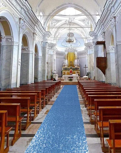 Vista 2 de ShinyBeauty Camino de pasillo para bodas, color azul bebé, 36 pulgadas x 15 pies, con lentejuelas, para ceremonia de boda, exterior, 15 pies