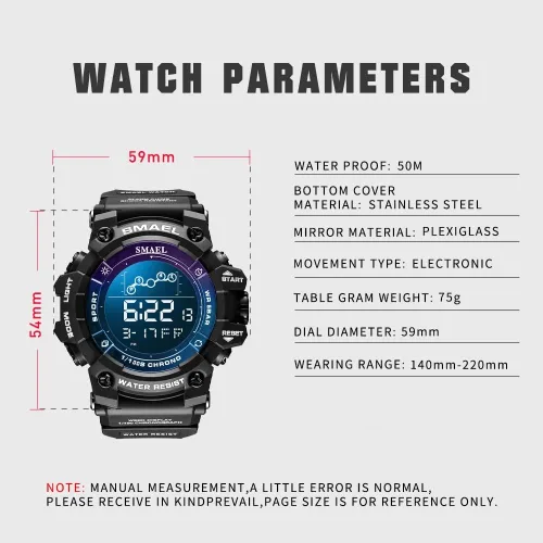Vista 4 de AIMES Mens Military Multifunction Digital LED Watch Electronic Waterproof Orange Sport Watch Alarm Countdown Wristwatch