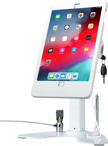 Vista 26 de Soporte de quiosco dual: soporte de aluminio CTA con caja de bloqueo y cable. Base giratoria de 360 grados. Carcasa diseñada para iPad mini