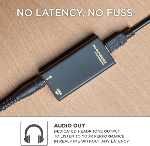 Vista 5 de Marantz Professional M4U - Micrófono de condensador USB para proyectos de podcast y transmisión con interfaz de audio, cable de micrófono y soporte