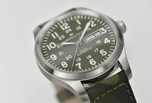 Vista 5 de Hamilton Reloj de hombre con esfera verde automático de campo caqui H70535061, Verde, Moderno