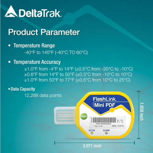 Vista 3 de Deltatrak (10 unidades) Registrador de datos de temperatura USB de 85 días en tránsito de viaje de un solo uso de cadena fría PDF Logger