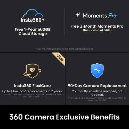 Vista 11 de Insta360 X6 Essentials Bundle White - Cámara 8K 360 con sensores de 1/1.1" Blanco ártico