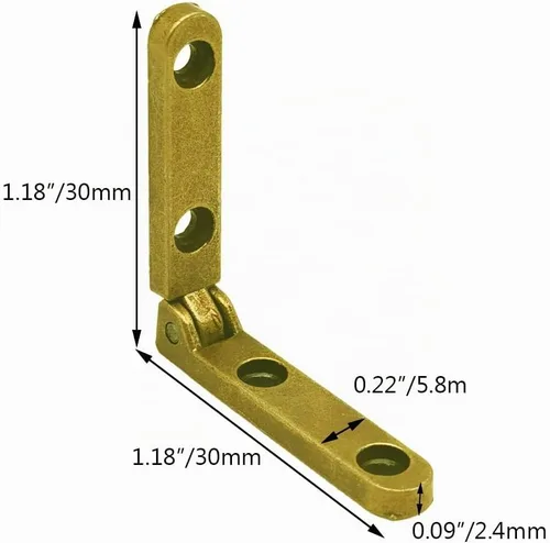 Vista 2 de Mini bisagras para caja de madera, joyero, caja dorada de 90 grados, bisagra de joyero con tornillos, paquete de 12 unidades, bronce