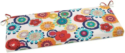 Vista 11 de Pillow Perfect Cojín de banco floral brillante para interiores y exteriores con lazos, 1 unidad, 18 x 45 pulgadas, azul/verde Copeland