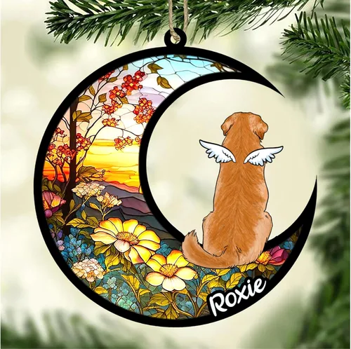 Vista 419 de LOVELYPOD Adorno de Navidad personalizado para perro Basset Hound (marrón) Basset Hound (marrón) adorno para atrapasoles de perro, razas de perros