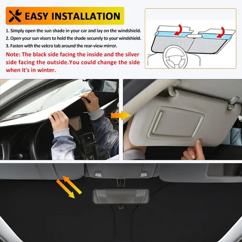 Vista 3 de D-Lumina - Parasol para parabrisas para Toyota RAV4 2006-2012 Foldable Front Sun Visor Protector Blocks UV Rays, RAV-4 SUV Interior Accessories