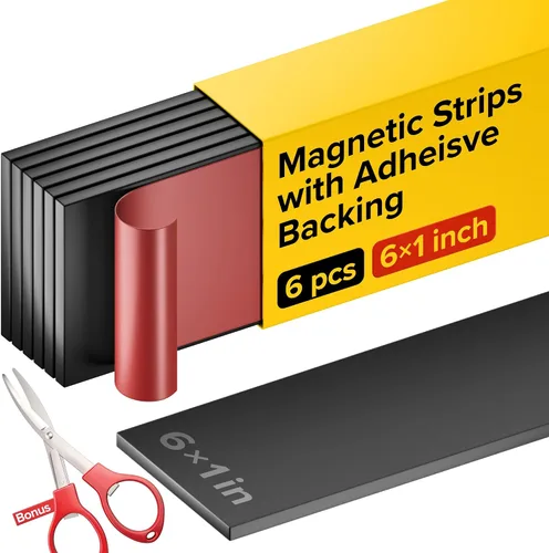 Vista 11 de Cinta magnética súper adhesiva (3.3 pies x 1/2 pulgada / 3.3 ft x 0.5 in) - Tira magnética fuerte con respaldo adhesivo para bricolaje