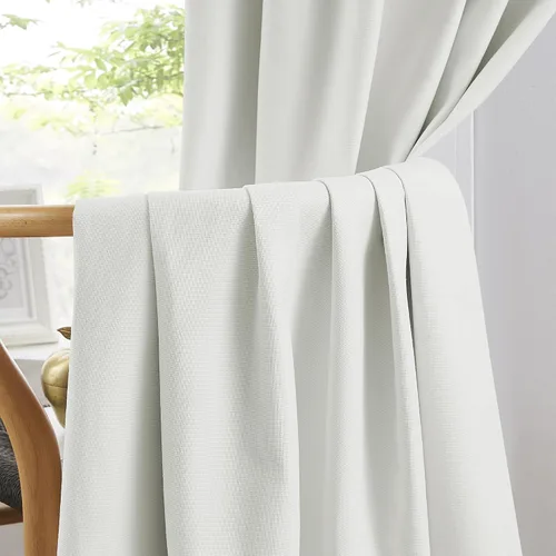 Vista 5 de KEQIAOSUOCAI - Cortinas opacas naturales de 108 pulgadas de largo, cortinas modernas con pestaña trasera, paneles plisados para sistema de cortina