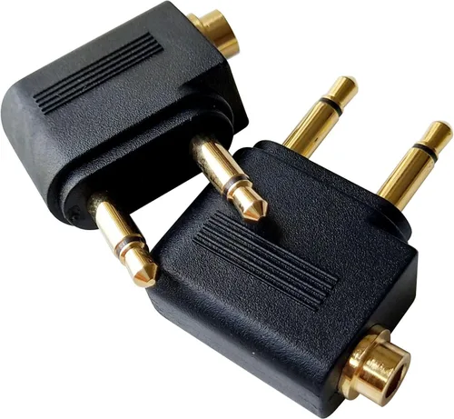 Vista 4 de Posdou Adaptador doble de auriculares de avión macho a 0.138 in hembra chapado en oro (paquete de 2)