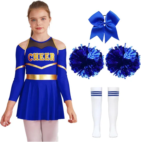 Vista 3 de XUNZOO Uniforme de animadora para niños, disfraz de baile de Halloween, manga larga, trajes de cosplay