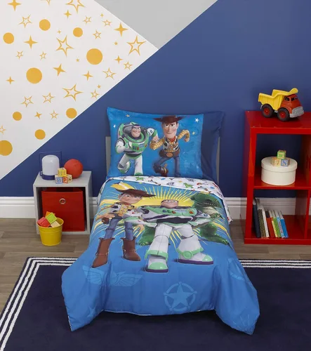 Vista 16 de Disney Cars Piston Cup Circuit - Juego de cama infantil de 4 piezas color azul, rojo y amarillo, Lightning McQueen y Mater, edredón, sábana bajera