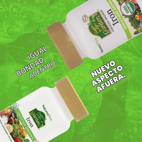 Vista 2 de NaturesPlus Source of Life Garden Iron - 30 cápsulas de liberación rápida - Suplemento de hierro a base de plantas con más de 20 extractos