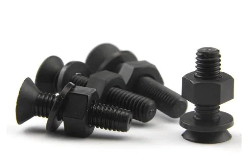 Vista 5 de Tornillo mecánico plástico de cabeza plana de nylon cabeza cruzada M2x4mm 50sets negro tuerca de tornillo de plástico y arandela