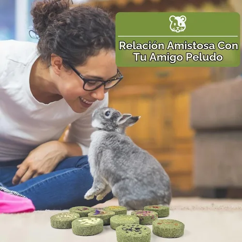 Vista 4 de ERKOON Juguetes para conejos, 100 % comestibles de heno Timothy prémium para conejos, golosinas de chinchilla, juguetes masticables para dientes