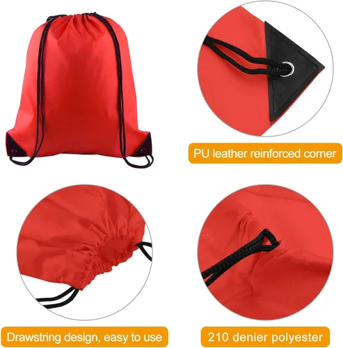 Vista 3 de KUUQA Mochila con cordón de 60 piezas, Rojo -, Mochila con cordón