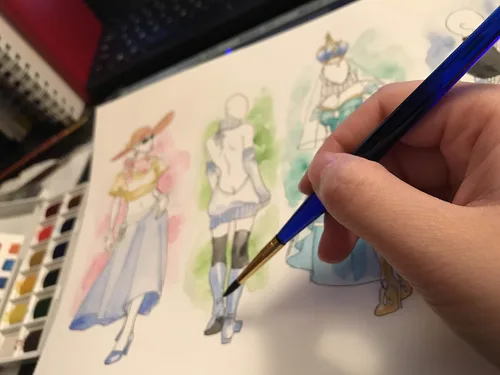 Vista 6 de Cuaderno de bocetos de moda 400 plantillas de figuras, tapa dura premium, papel multi-medio de peso pesado (tamaño de viaje 8.5x6)