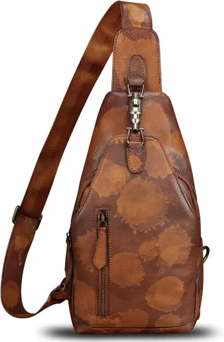 Vista 2 de Bolso bandolera de cuero genuino para mujeres y hombres, estilo vintage, hecho a mano, de cuero, bolso cruzado de moda