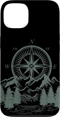 Vista 7 de iPhone 16 Compass Nautical Aesthetic Tree Mountains Landsacpe Case