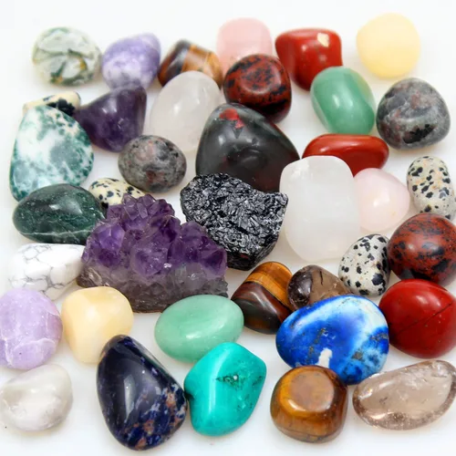Vista 6 de Piedras preciosas y cristales caídos de 0.7 libras (0.7 libras) Piedras y rocas curativas nturales, pulidas, colores mixtos, semi preciosas
