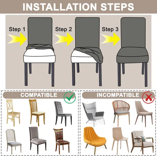 Vista 3 de Fundas elásticas para sillas de comedor, fundas de asiento para sillas de comedor, juego de 4/6 fundas para sillas de cocina para el hogar, hotel