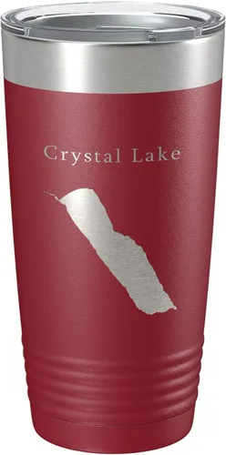 Vista 6 de Crystal Lake Map Tumbler Travel Mug Insulated Laser Engraved Coffee Cup Vermont 20 oz Black