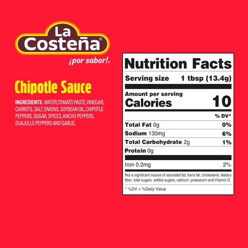 Vista 2 de La Costeña Chipotle Salsa Para adobos, cocinar y más Lata de 7.76 onzas (paquete de 24)