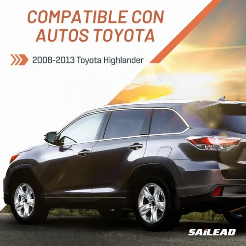 Vista 4 de SAILEAD - Visera solar para el lado izquierdo del conductor compatible con el Toyota Highlander 2008, 2009, 2010, 2012 o 2013, con luz