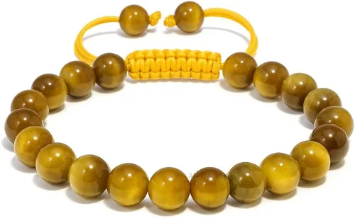 Vista 251 de Adjustable Crystal Bracelet – Gemstone Bead Bracelet with Adjustable Macrame String – Chic Gemstone Bracelet for Men and Women – 8mm Round Healing