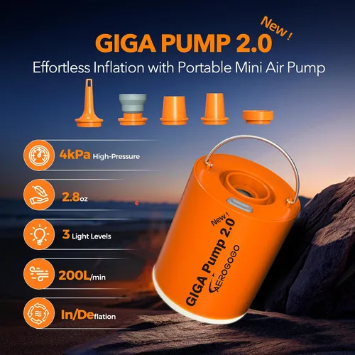 Vista 2 de GIGA PUMP 2.0 Bomba de aire eléctrica portátil 1300 mAh batería recargable bomba ultra mini inflador/deflator bomba para anillos de natación colchón