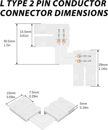 Vista 5 de VIPMOON - Conector de tira LED, de esquina en ángulo recto, 2835 3528