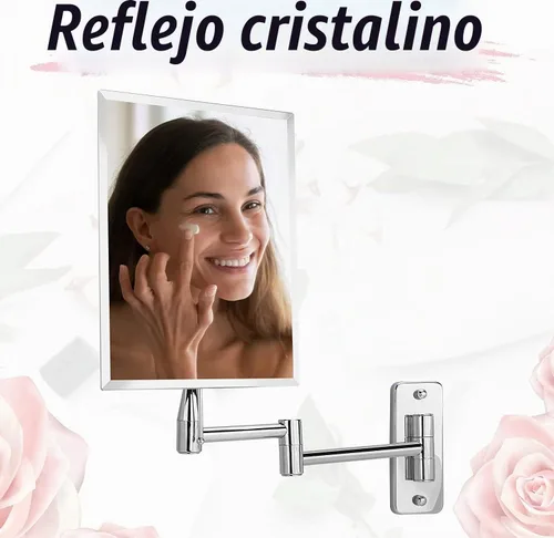 Vista 5 de MIRRORVANA Espejo de pared sin marco para baño con extensión giratoria de 11 pulgadas, sin aumento, superficie rectangular de 8.7 x 6.3 pulgadas