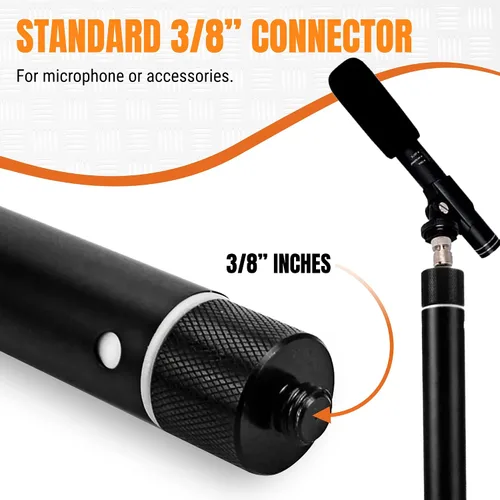Vista 3 de iOgrapher Poste de micrófono - Soporte de poste de brazo de mano y soporte de micrófono ajustable - Montaje de poste compacto y extensible