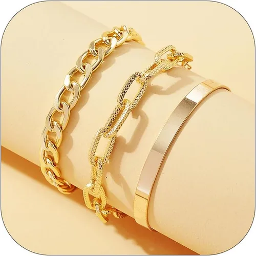 Vista 146 de Long tiantian Pulsera de oro gruesa para mujer, pulseras de oro delicadas, pulseras para mujer, pulseras apilables de eslabones de cadena
