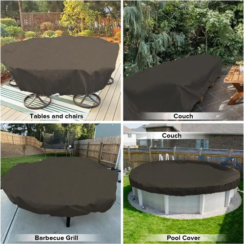 Vista 80 de Fundas para muebles de patio, impermeables, resistentes a los rayos UV, resistentes a los rayos UV, para exteriores, mesa redonda y rectangular