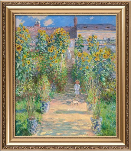 Vista 60 de IPIC - Reproducción artística de los lirios de agua de Claude Monet 1906, impresiones giclée coinciden con el marco dorado clásico, arte de pared