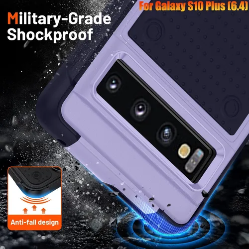 Vista 3 de Funda resistente para Samsung Galaxy S10 Plus/S10+ de 6.4 pulgadas, 4 esquinas con bolsas de aire [protección contra caídas de 12 pies], agarre